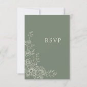 Cartons Réponse Mariage chic avec code QR botanique Daisy vert sau (Devant)