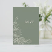 Cartons Réponse Mariage chic avec code QR botanique Daisy vert sau (Debout devant)