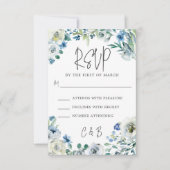Cartons Réponse Mariage Chic Blue Floral Spring (Devant)