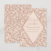 Cartons Réponse Mariage Chic Botanique aux Feuilles Rouges Rustiqu (Devant / Derrière)