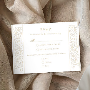 Cartons Réponse Mariage chic formel écru à motif de rinceaux
