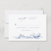 Cartons Réponse Mariage chic moderne côtier bleu avec QR Code (Devant)