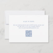 Cartons Réponse Mariage chic moderne côtier bleu avec QR Code (Dos)