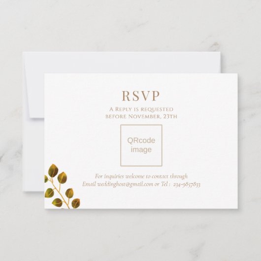 Cartons Réponse Mariage Chic Monogramme QRcode (Devant)