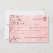 Cartons Réponse Mariage chinois à deux fleurs de pêche (Devant)