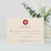 Cartons Réponse Mariage chinois Gold/Red Circle Double Bonheur (Debout devant)