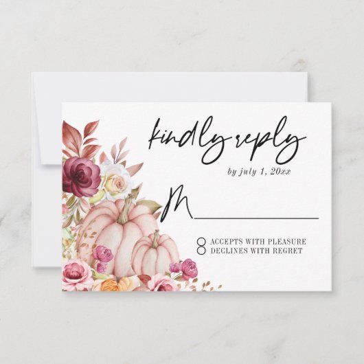 Cartons Réponse Mariage Citrouille d'automne (Devant)