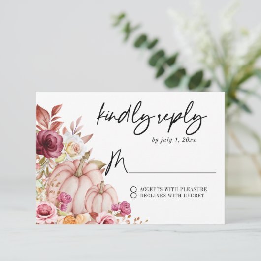 Cartons Réponse Mariage Citrouille d'automne (Debout devant)