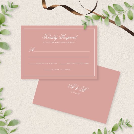 Cartons Réponse Mariage Classique à l'Écriture Monogrammée avec Bo