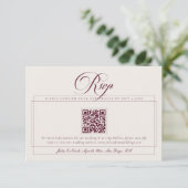 Cartons Réponse Mariage classique Bourgogne Ivoire Calligraphie Co (Debout devant)