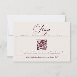 Cartons Réponse Mariage Classique Bourgogne Ivory Calligraphie Cod