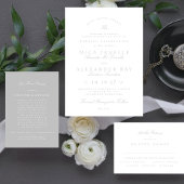 Cartons Réponse Mariage classique de calligraphie gris clair