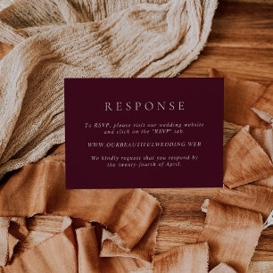 Cartons Réponse Mariage Classique Élégant Bourgogne Profond