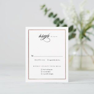 Cartons Réponse Mariage Classique Élégant Écriture Rose Or