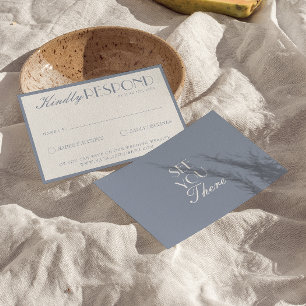 Cartons Réponse Mariage Classique Élégant Rétro Bleu Poussiéreux A