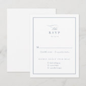Cartons Réponse Mariage Classique Élégant Script Bleu Poussiéreux (Devant / Derrière)