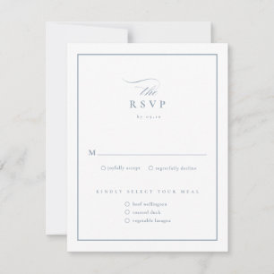 Cartons Réponse Mariage Classique Élégant Script Bleu Poussiéreux