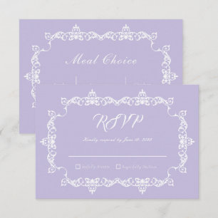 Cartons Réponse Mariage Classique Lavande Violet Orné avec Cadre
