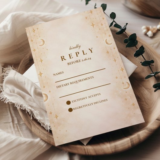 Cartons Réponse Mariage Classique Lune d'Or