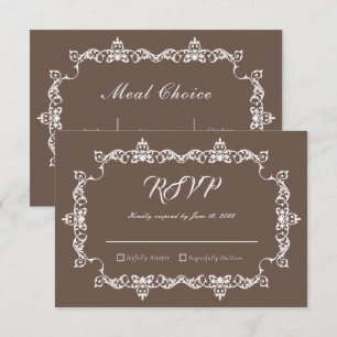 Cartons Réponse Mariage Classique Marron Chocolat Chaud Orné avec