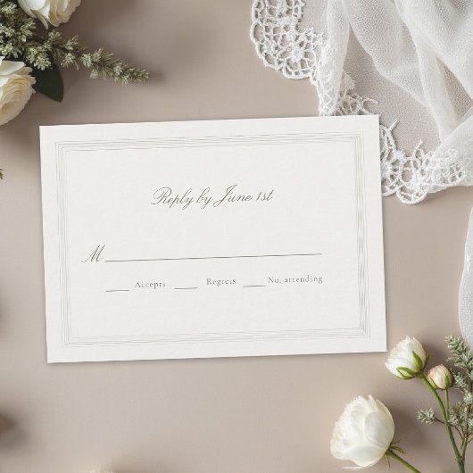 Cartons Réponse Mariage Classique Moderne Romance Formel Triple Éc