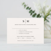 Cartons Réponse Mariage Classique Monogramme Simple Blanc Ivoire (Debout devant)