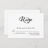 Cartons Réponse Mariage classique noir et blanc (Devant / Derrière)