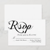 Cartons Réponse Mariage classique noir et blanc (Devant / Derrière)