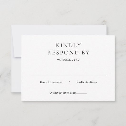 Cartons Réponse Mariage classique noir et blanc élégant (Devant)