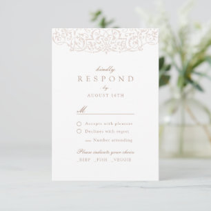 Cartons Réponse Mariage Classique Orné Vintage en Ivoire