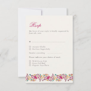 Cartons Réponse Mariage Classique Rose Vert Jaune Floral Cygne Ois