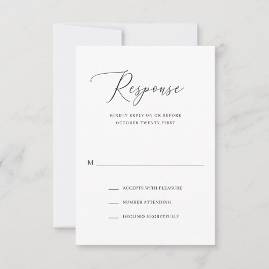 Cartons Réponse Mariage classique simple formel élégant (Devant)