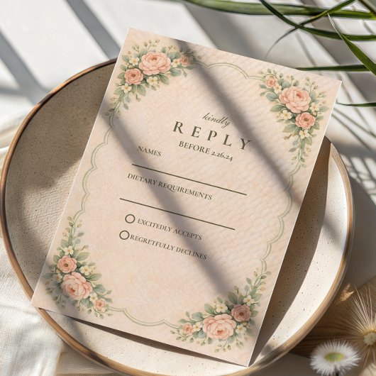 Cartons Réponse Mariage Classique sous une Arche de Roses Rouges