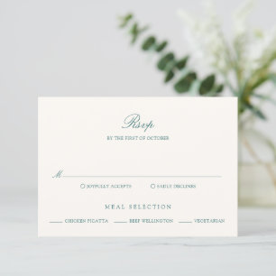 Cartons Réponse Mariage Classique Teal Ancien Argent