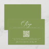Cartons Réponse Mariage classique vert ivoire calligraphie code QR (Devant / Derrière)