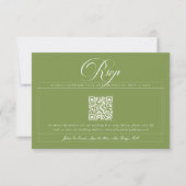 Cartons Réponse Mariage Classique Vert Ivoire Calligraphie QR Code (Devant)