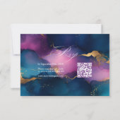 Cartons Réponse Mariage Code QR à l'encre alcoolique Violet, Bleu  (Devant)