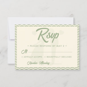 Cartons Réponse Mariage Code QR à rayures ondulées Vert Sauge Mode