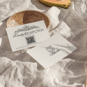 Cartons Réponse Mariage Code QR Argent Ancien Noir Et Blanc