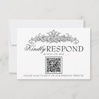 Cartons Réponse Mariage Code QR Argent Ancien Noir Et Blanc