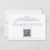 Cartons Réponse Mariage Code QR Argent Vieilli à l'ancienne (Devant)
