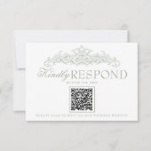 Cartons Réponse Mariage Code QR Argent Vieilli Vert Sauge (Devant)