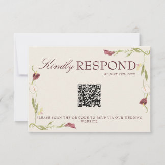 Cartons Réponse Mariage Code QR Art Nouveau Rétro Floral Vintage