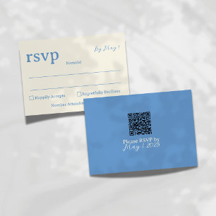 Cartons Réponse Mariage Code QR Bleu Côtiers