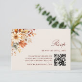 Cartons Réponse Mariage Code QR Botanique Automne Feuilles d'Autom (Debout devant)
