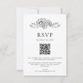 Cartons Réponse Mariage code QR botanique Daisy noir et blanc (Dos)