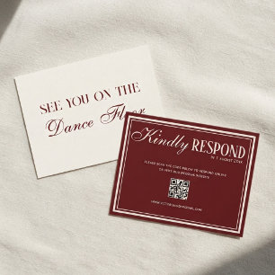 Cartons Réponse Mariage Code QR Bourgogne Vieille Fortune Vintage