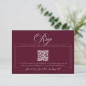 Cartons Réponse Mariage Code QR Calligraphie Ivoire Bourgogne Clas (Debout devant)