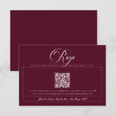 Cartons Réponse Mariage Code QR Calligraphie Ivoire Bourgogne Clas (Devant / Derrière)