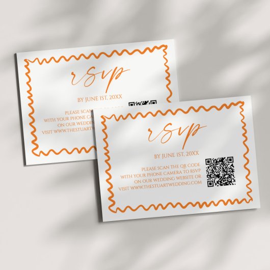 Cartons Réponse Mariage code QR Citron Orange Fantaisiste